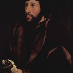 Portrait of a man with a letter and gloves